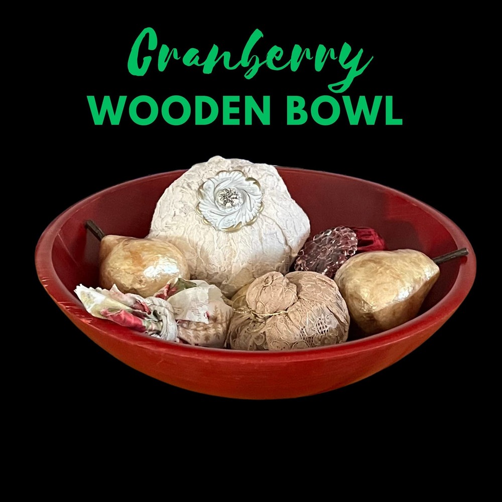 Hand Turned Deep Red 14” Hardwood Bowl Fall Xmas Couples Gift Wedding Shower